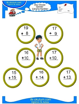 Çocuklar İçin toplam işlemi yaprak testleri 